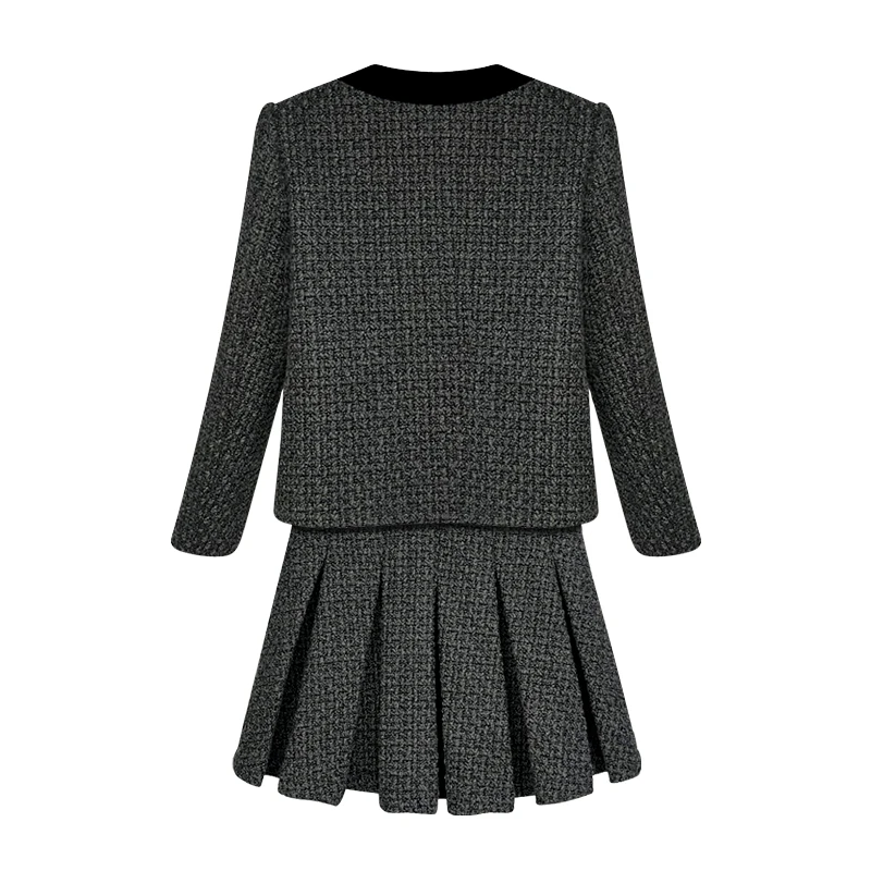 슬림 플리츠 스커트, 작은 향기 스타일, 패셔너블하고 우아함, 연예인 기질, 신작