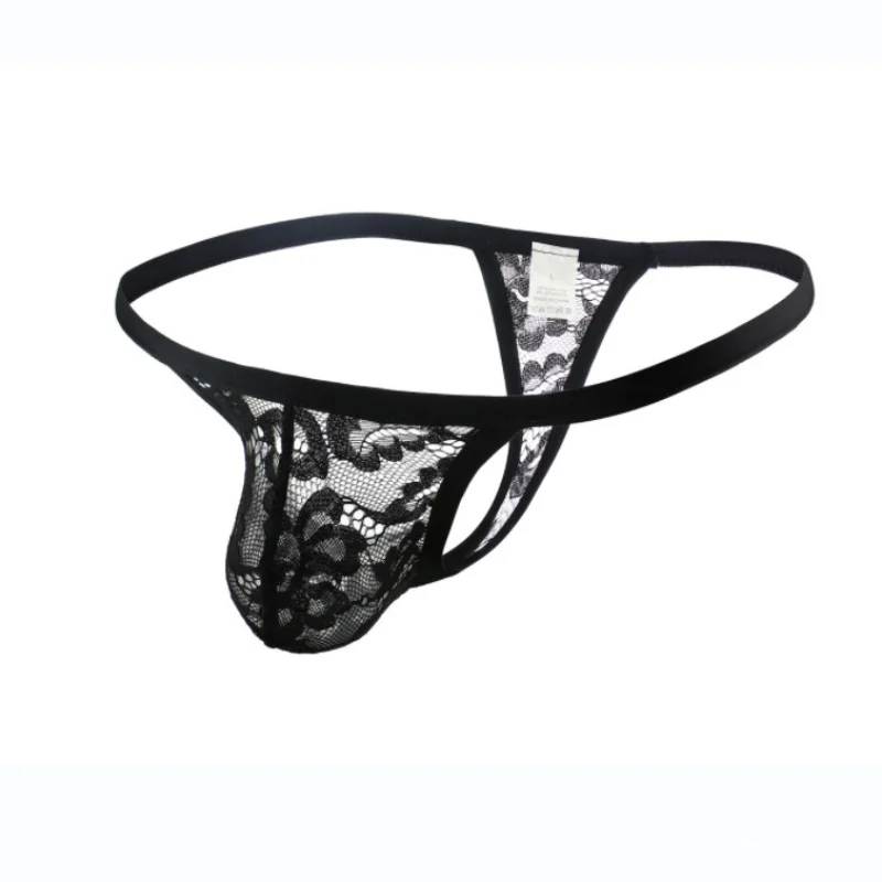 Men's Jockstrap Breathable Underwear Low-Rise Transparent Thong Hollow Thong Panties U Convex Pouch Lingerie Underpants