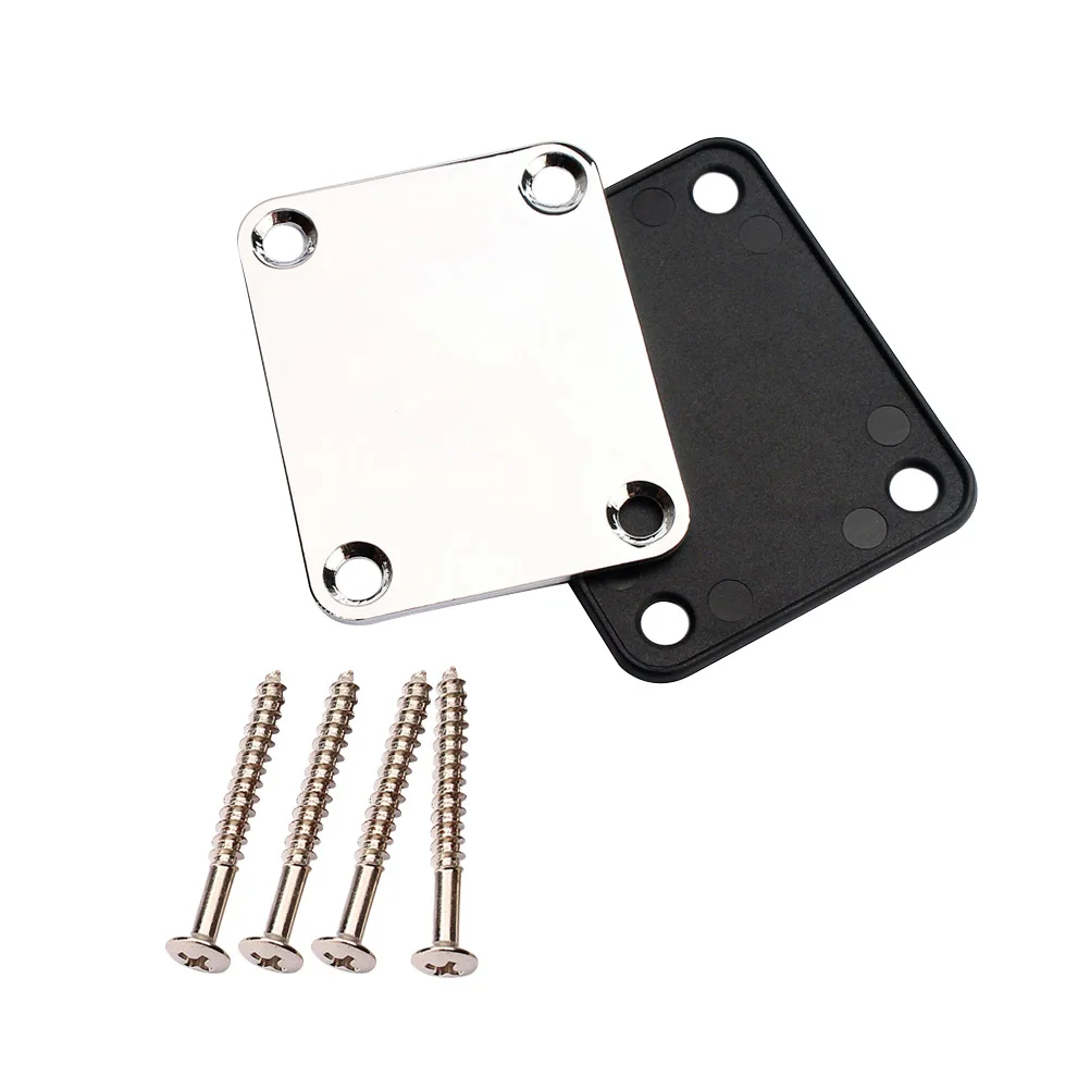 

Chrome Neck Plate For Electric Guitar Replacement Metal Guitar Neck Connecting Board Includes Screws Accessory