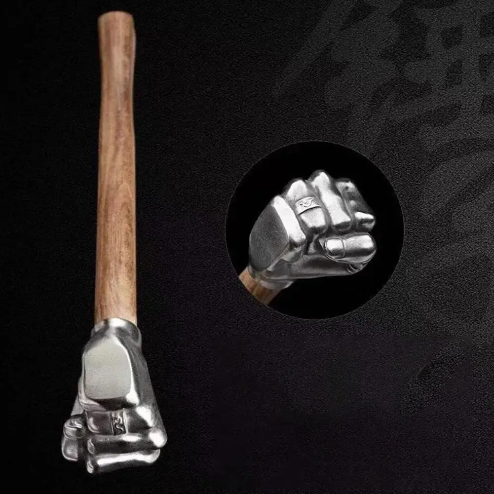 Stainless Steel Fist-Shaped Hammer with Wood Handle for Home And Outdoor Camping Decorative Nail Hammer Creative Gift