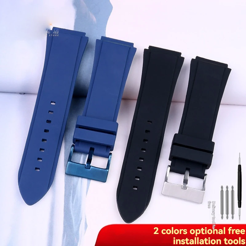 추측 W0247G3/W0040G3/W0040G7용 22mm 블루 실리콘 시계 밴드 |   스포츠 고무 스트랩 교체 |   튼튼한 부드러운 팔찌