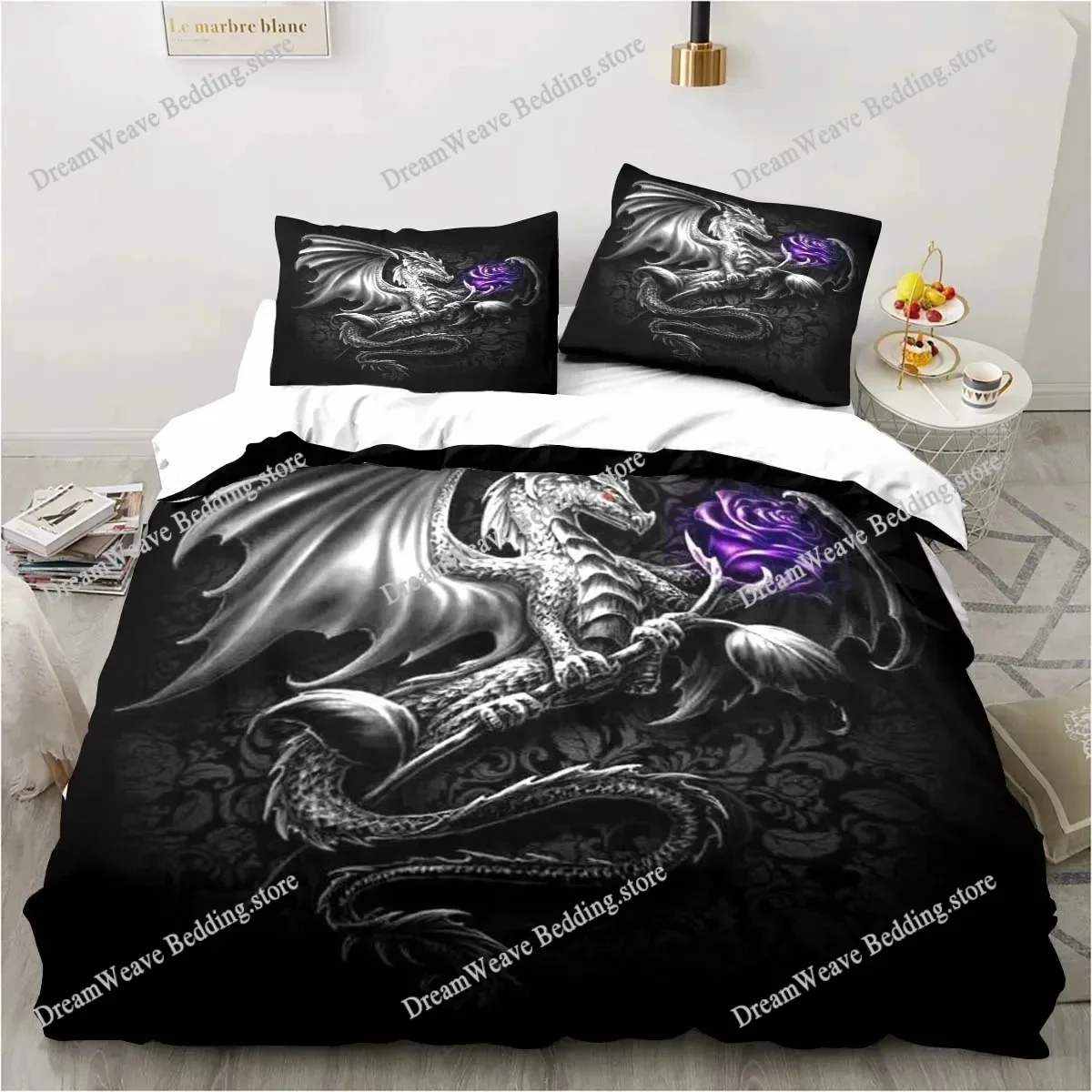 3D Print Dragon Ancient Mythical Animal Bedding Set Duvet Cover Bed Set Quilt Cover Pillowcase Comforter King Queen Size Boys
