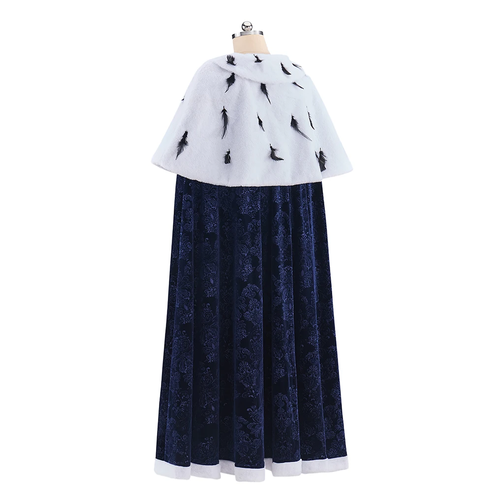 Capa de rey de la Reina Charlotte Story, capa azul oscuro para hombre, vestido de baile del siglo XVIII de KING GEORGE III, capa victoriana