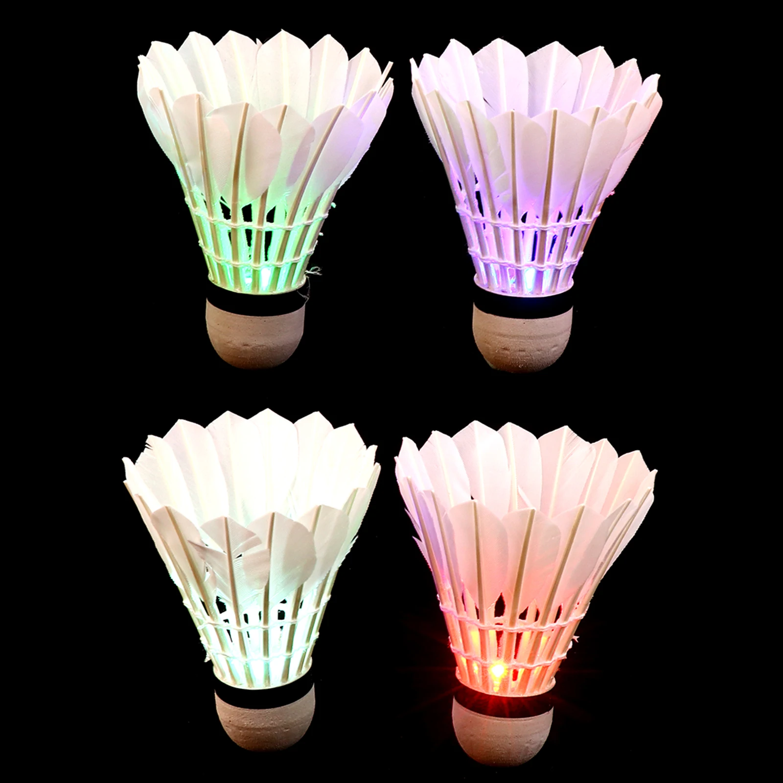 

4 Pcs Shuttlecock Luminous Badminton Light Electronic Component LED Shuttlecocks