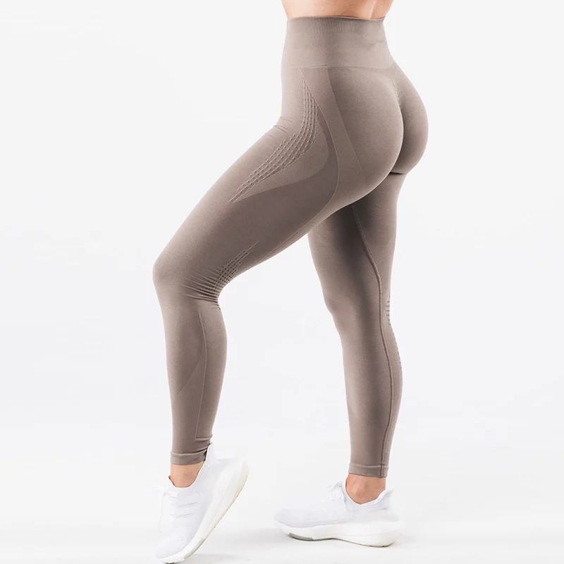 Leggings sportivi attillati per fitness a vita alta Leggings da palestra senza cuciture per sollevamento fianchi da donna Pantaloni da yoga da