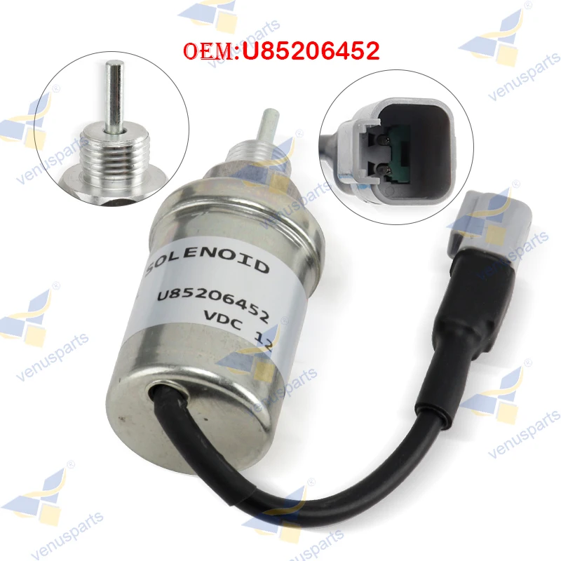 U85206452 404D 404C Fuel Shut Off Solenoid 185206452 for Perkins 402D 403D 403C CAT Skid Steer 3024C 3013C C1.5 C2.2 Engine 12V