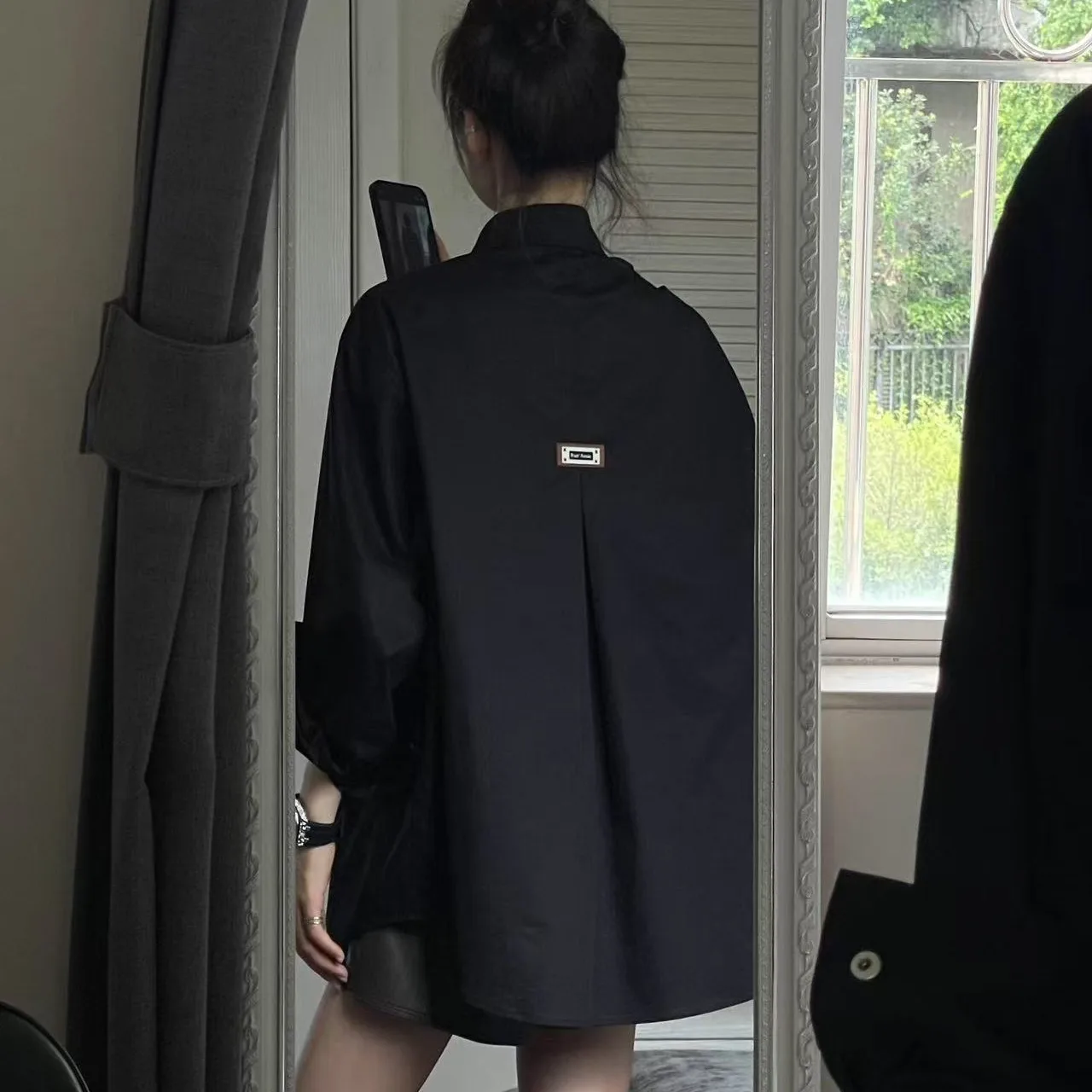 Bla Simple Long Sve irt Women's Spring Autumn New Lazy Sle Unique Aosphere Small ence Top Women's  Collar ...