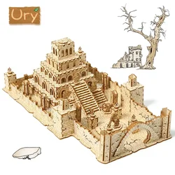 Ury 3D Wooden Puzzle War City Postwar Relic Handmade Mechanical Assembly House Model DIY Kits Toys Decoration Gifts