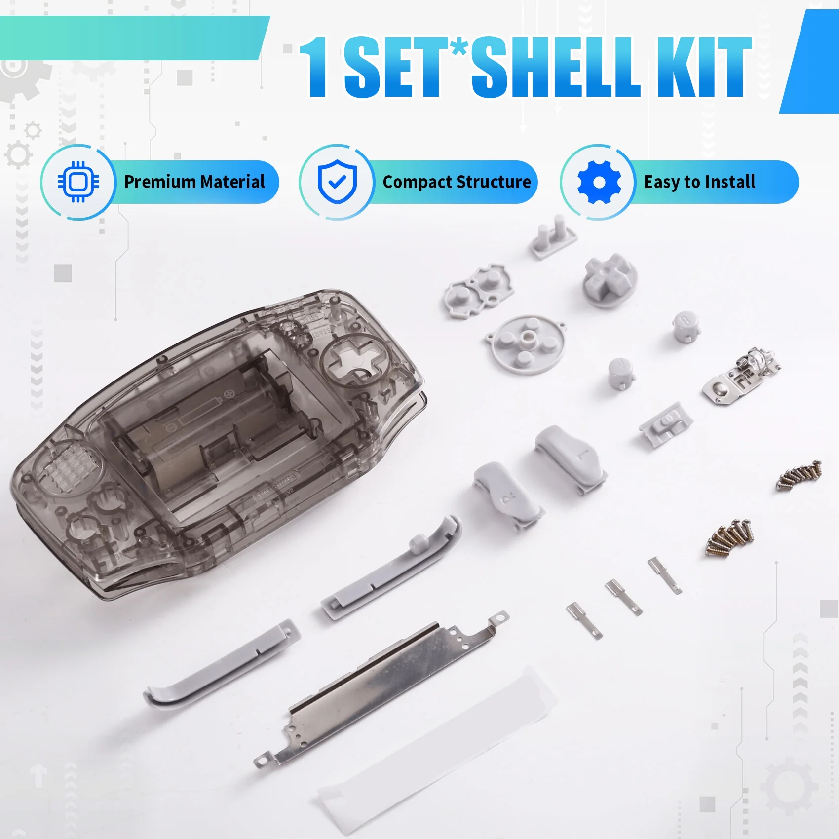 PHILE-High Quality Shell Kit With Button For Gameboy ADVANCE GBA For GBA 3.0-Inch 2.9-Inch Original Size LCD