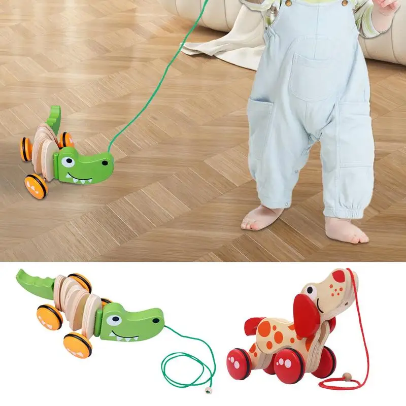 Pull Along Walking Toy Wooden Pull Along Walking Toy Toddler Toy Push Developmental Pull Toys Kids Toy With String For Boys &