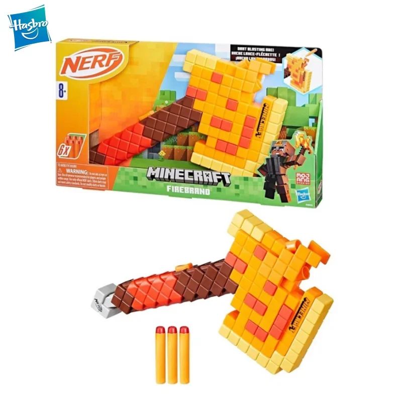 Hasbro Minecraft Firebrand Dart Blasting Ax Safety Elastic Sponge Game Peripheral Children's Toys Birthday Gift