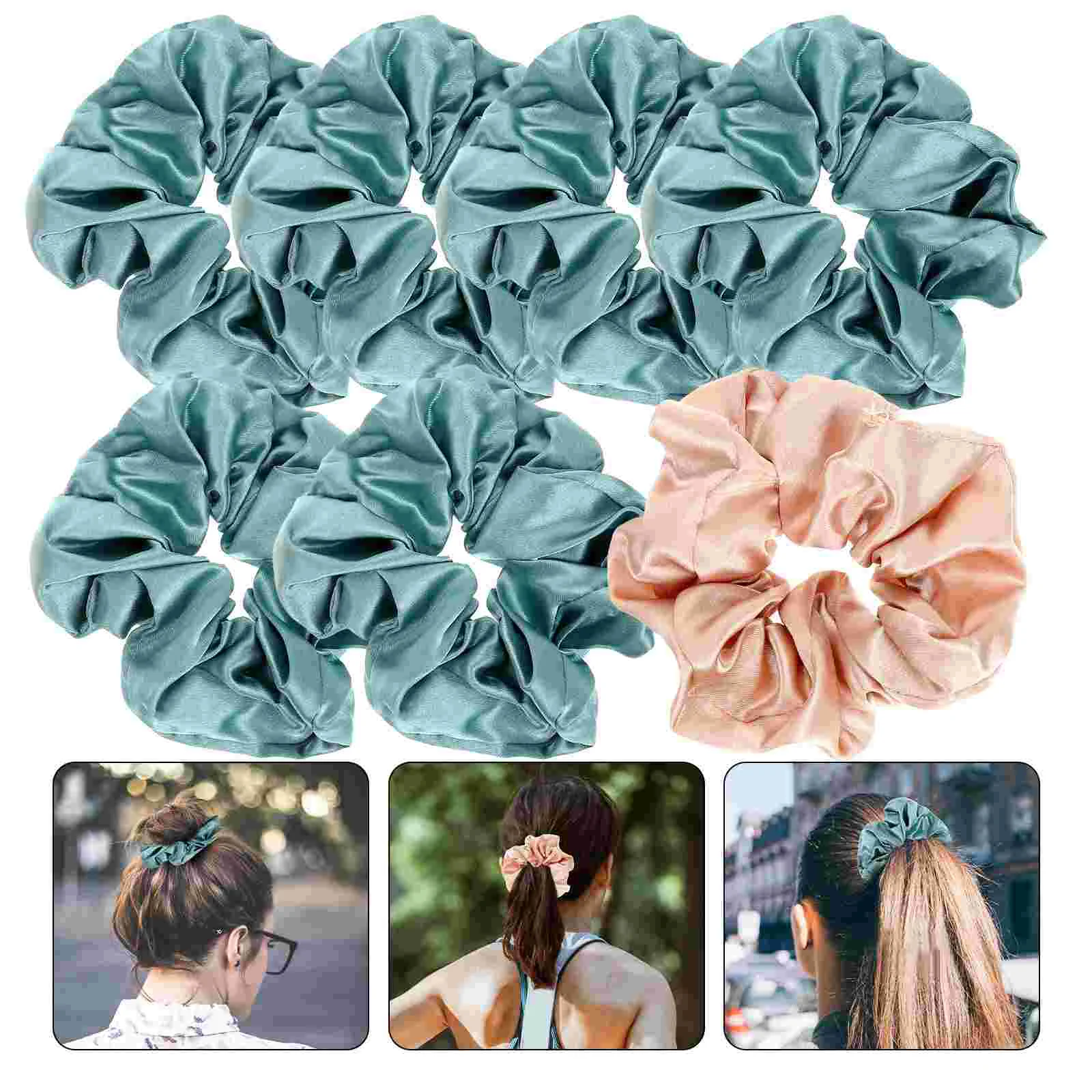 

7 Pcs Bridesmaid Gifts Bachelorette Hair Ties Girls Accessories Super Soft Scrunchies Silk Bridal