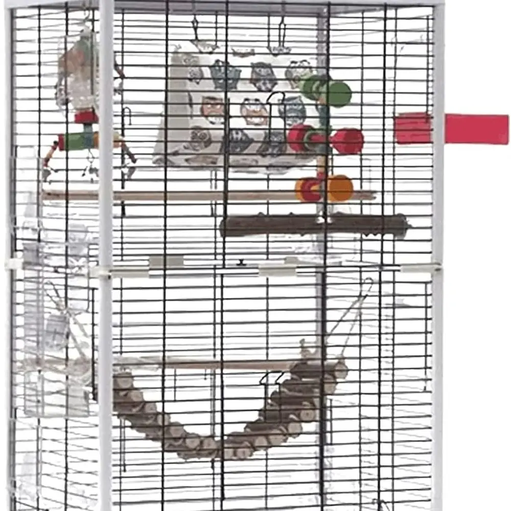 

Большая металлическая клетка для птиц с подставкой на колесиках и игровая верхняя часть для использования в помещении и на открытом воздухе