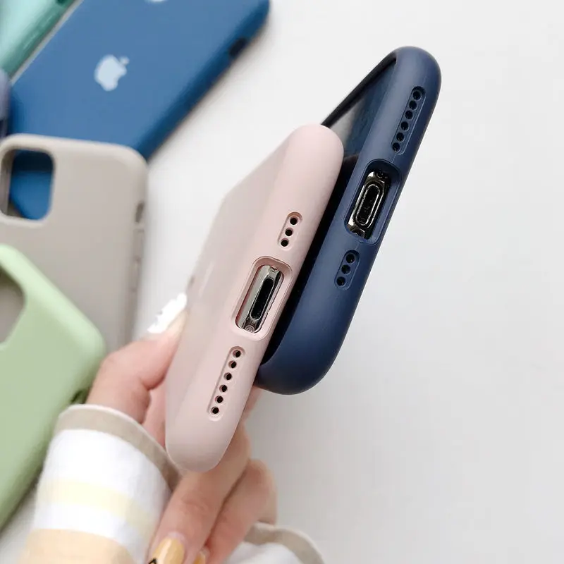 Liquid Silicone Case For iPhone 16 15 14 13 12 mini 11 Pro Max Anti-drop full package mobile phone liquid silicone case