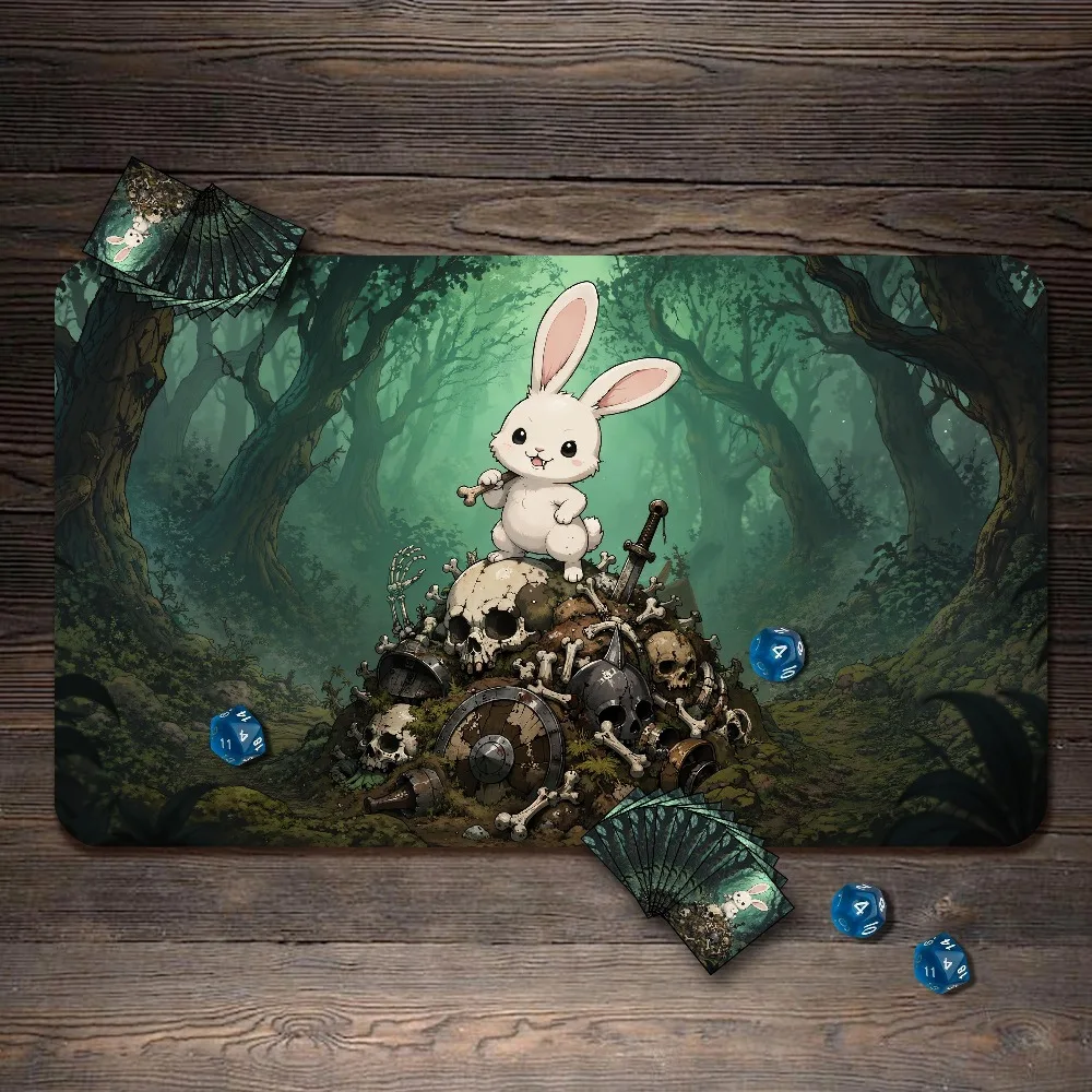 MTG Playmat, Skull Bunny Custom Play Mat, TCG Playmat with Zones alfombrillas para escritorio tapis de souris pc accessories