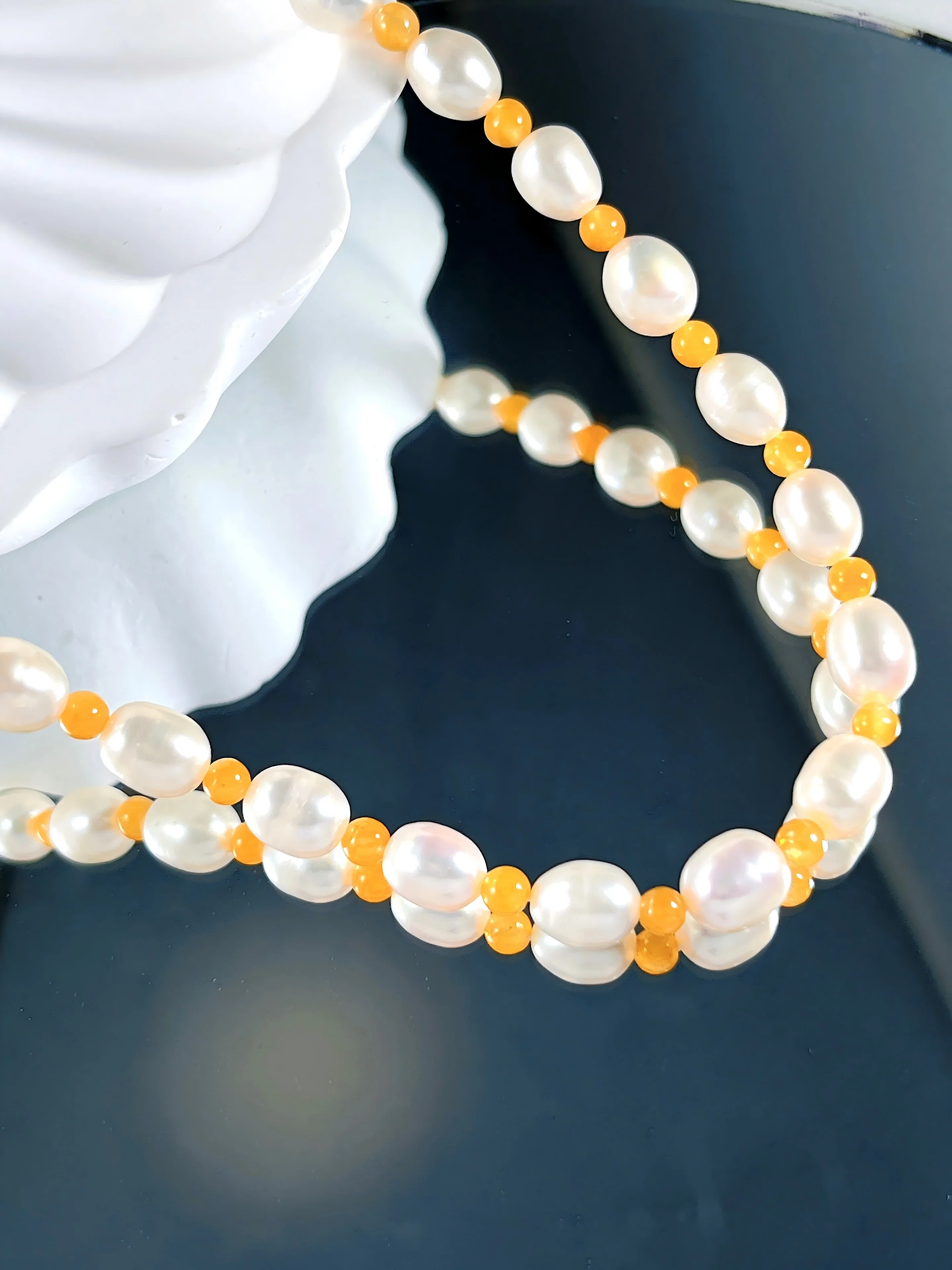 

3 mm natural yellow Dongling jade round beads women's necklace summer fashion personalized pearl hundred with jewelry