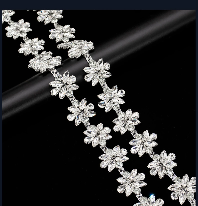 5 Yards Strass-Kette Kristall-Diamant-Zubehör DIY Handwerk Hochzeit Party Dekoration Geschenk Strass-Band Nähzubehör – Detail 3