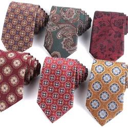 Floral Ties For Men Women Classic Wine Color Neck Tie For Party Business Casual Suit Neckties Wedding Neck Tie For Groom Gifts