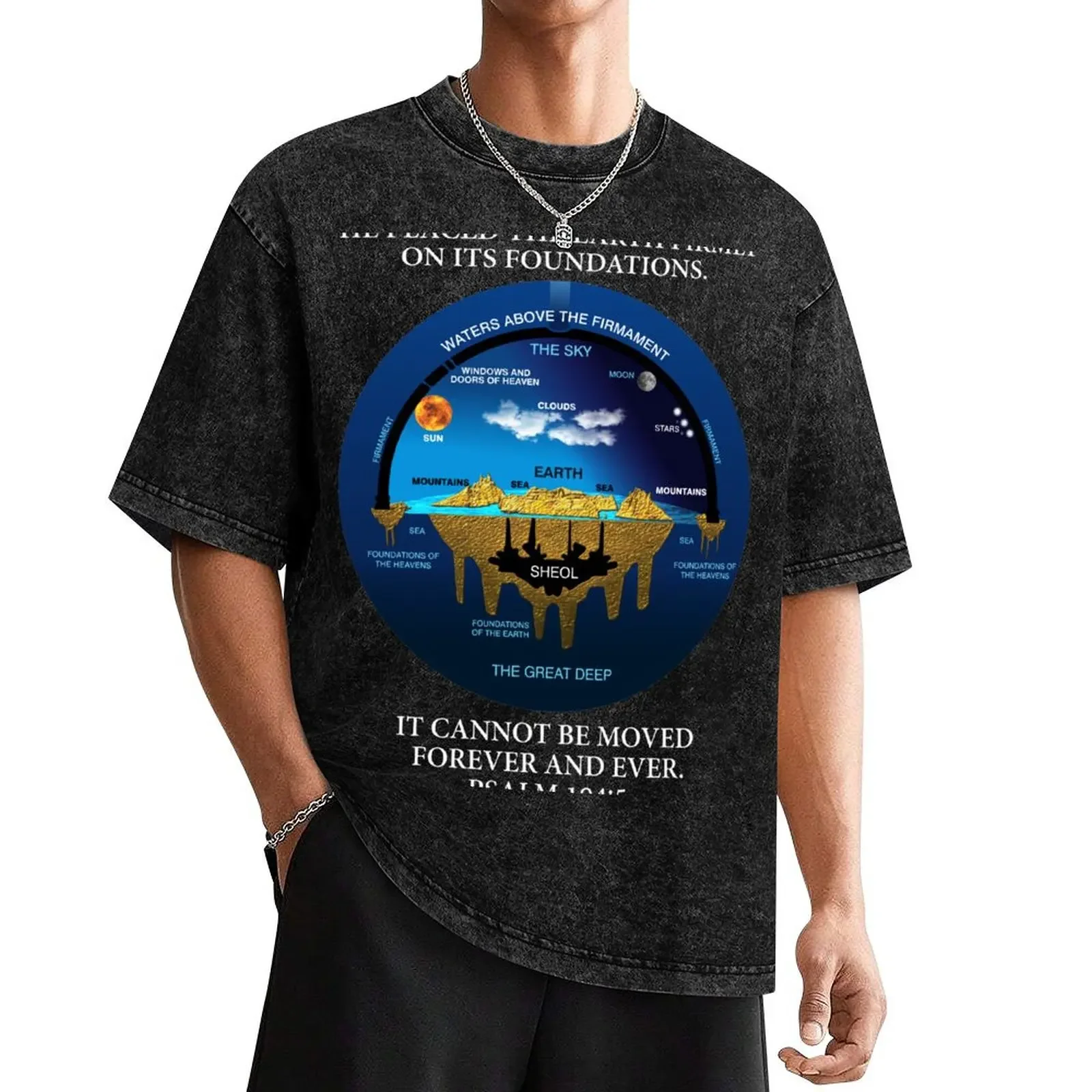 Psalm 104:5 Flat Earth Anceint Hebrew Cosmology T-Shirt graphics korean fashion sublime t shirts for men pack