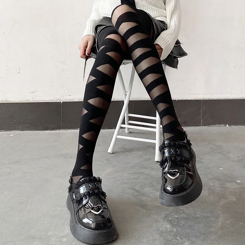 Japanese Cross Strap Hosiery White Pantyhose JK White Silk Thin Black Silk Spring And Autumn INS Tide Strap Thickness