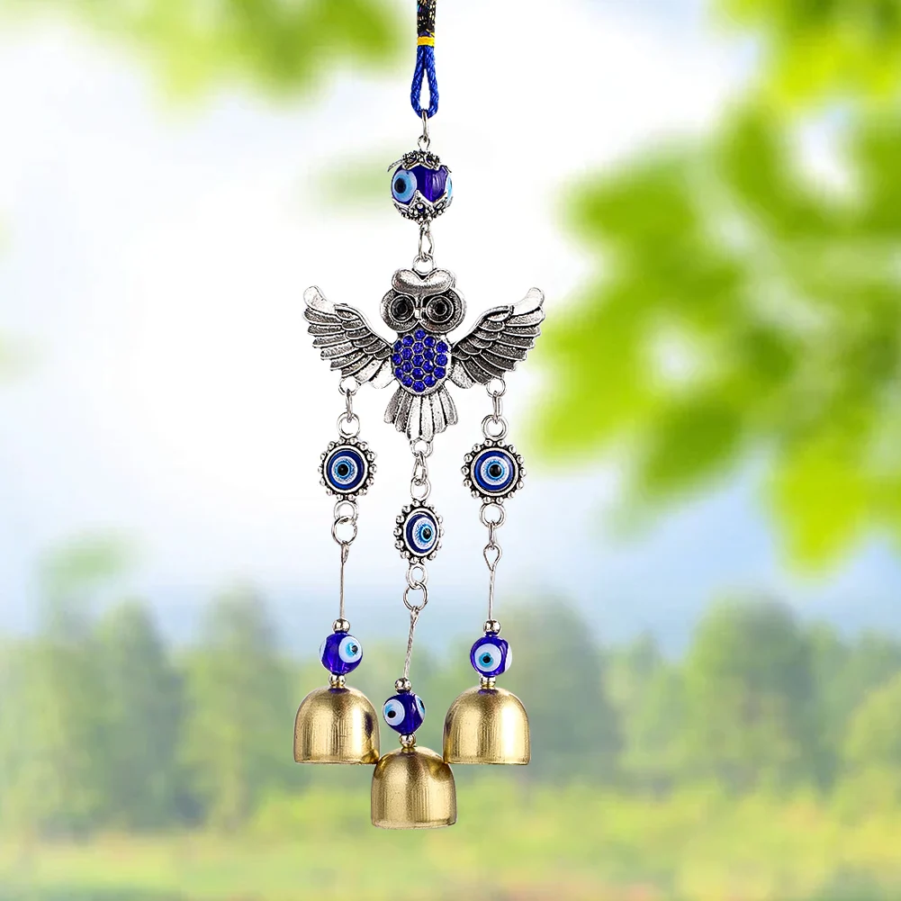 

Owl Pendant with Three Bells Hanging Decoration Metal Charm Animal Theme Accessories for Hanging decorations for garden houses