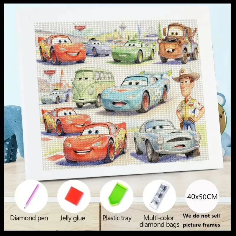 

1PC 5D Full Drill Diamond Painting Kit, Disney Pixar Cars & Toy Story Woody Cartoon Movie Characters Diamond Art Set, DIY Lightn