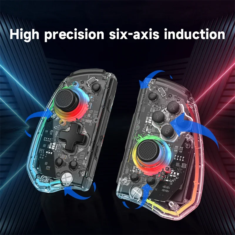 for KS40 Transparent Wireless Six-Axis Joy Controller Gamepad Motion Control for Nintendo Switch OLED
