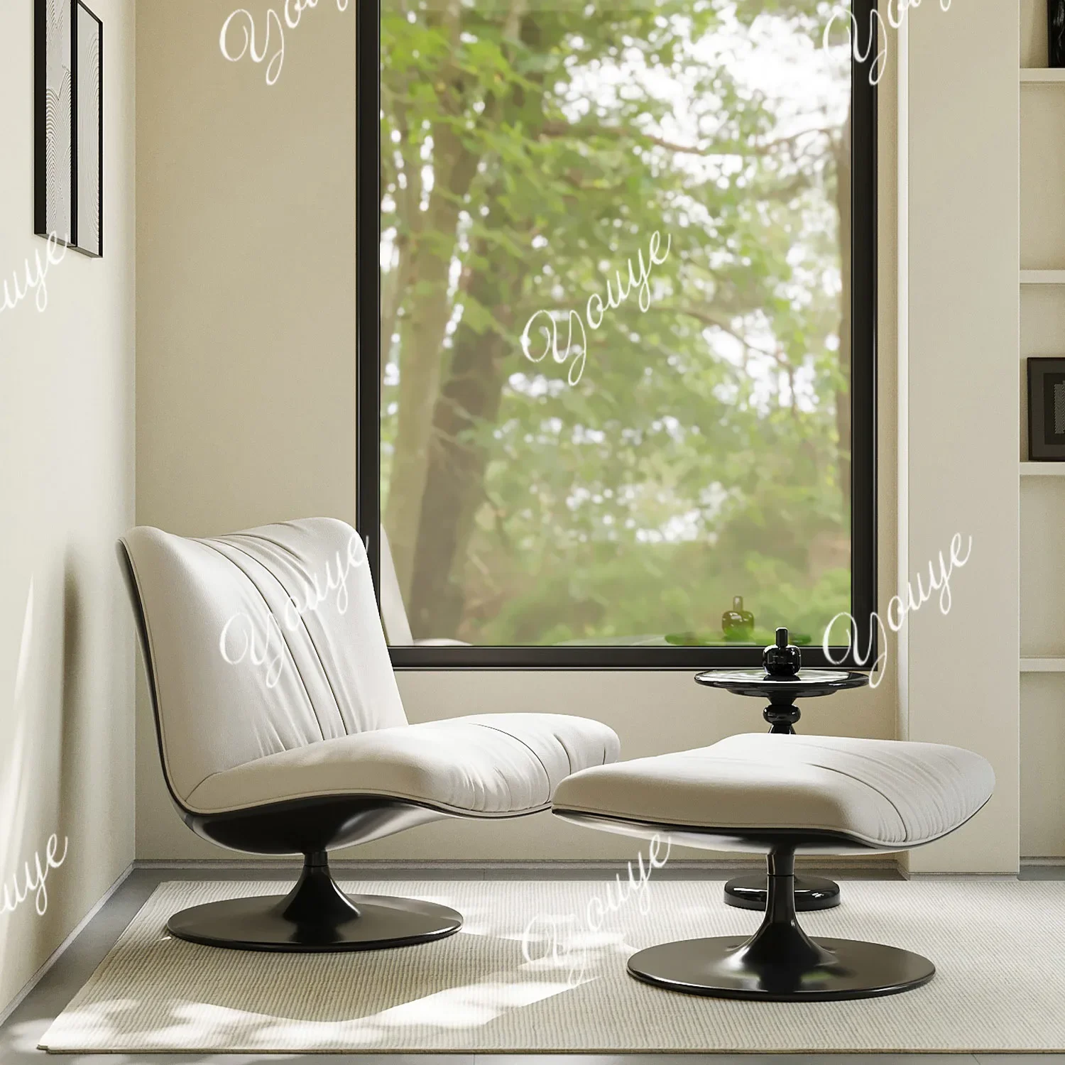 Ni Italian Minimalist Matte Cloth Single Sofa Chair Designer Casual Rotating Chair Study Chair