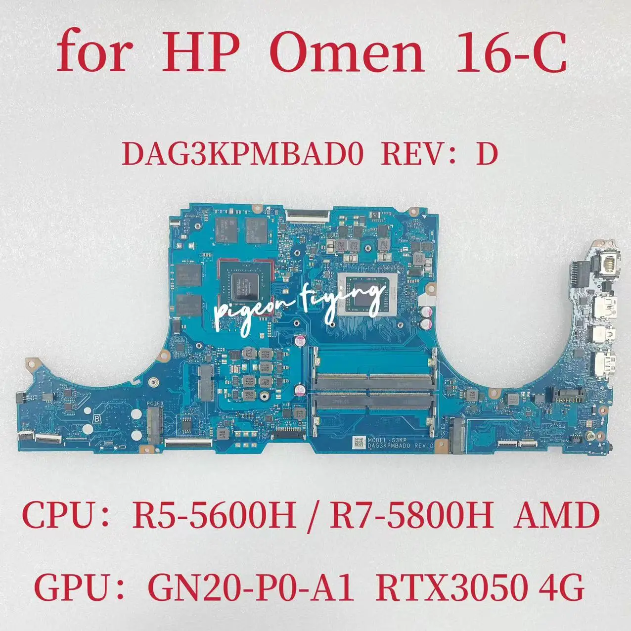 DAG3KPMBAD0 Mainboard For HP Omen 16-C Laptop Motherboard CPU: Ryzen 5-5600H R7-5800H AMD  GPU:GN20-P0-A1 RTX3050 4GB Test OK