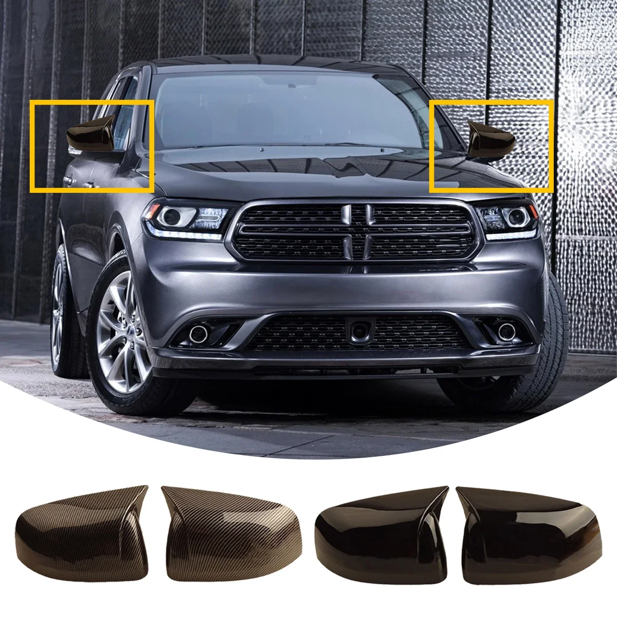 2PCS Car Mirror Cover Car Rearview Mirror Caps for Dodge Durango WK2 2011 2012 2013 2014 2015 2016 2017 2018 2019 2020 2021 2022