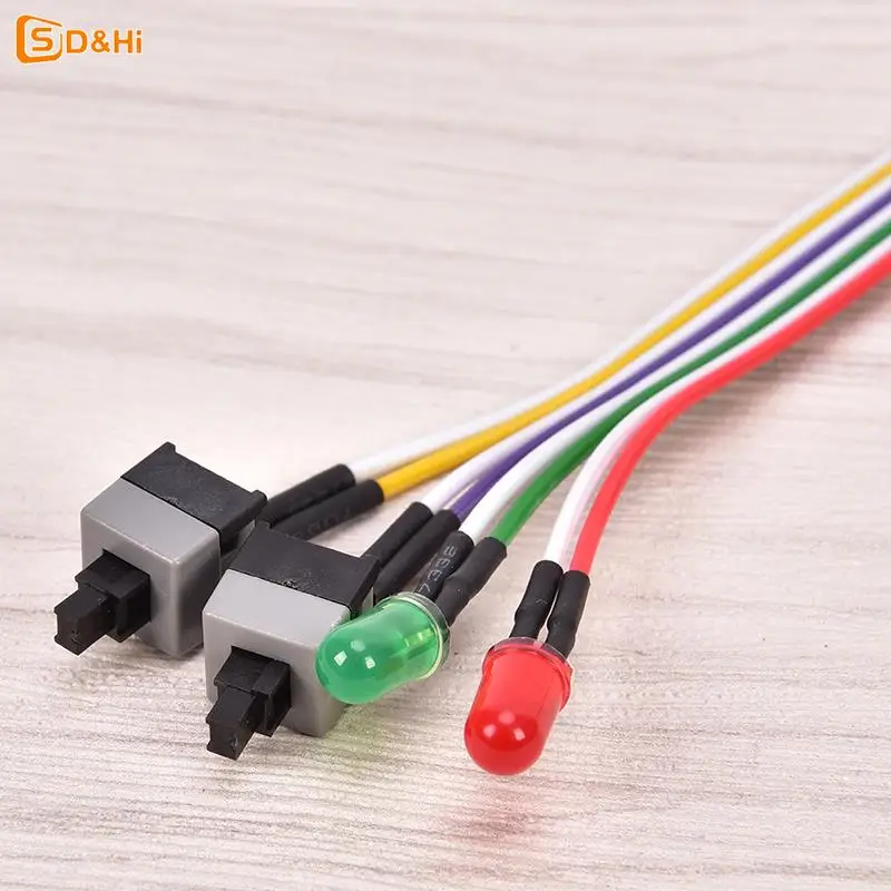 1pc ATX PC  Slim PC Compute Motherboard Power Cable On Off Reset With LED Light PC Power Reset Switch Push Button Switch