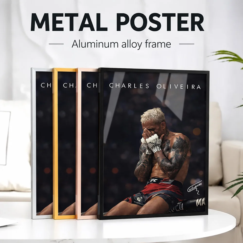 Charles Oliveira Framed Metal Poster Personalized Photo High Impact Graphic Style Wall Art For Gym And Office Boxing Fan Gift