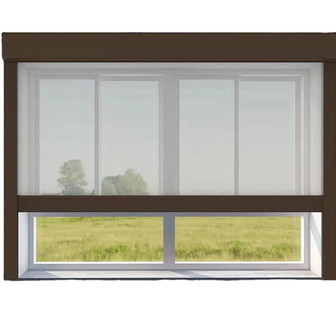 الشركة المصنعة OEM الرمز البريدي المسار ظلال شاشة دوارة مقاوم للماء يندبروف في الهواء الطلق بمحركات النسيج الشمسي تعتيم الستائر الدوارة #2