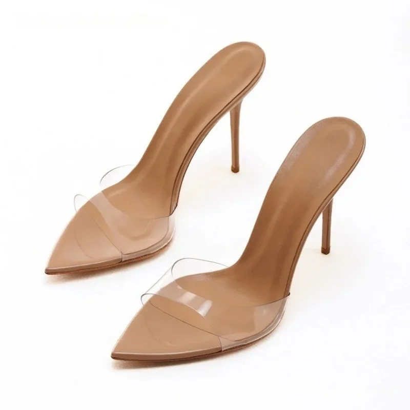 MKKHOU Fashion Pumps New High Quality Handmade Custom Shoes Pointed Transparent Sequins High Heel Sandals Summer Women's Shoes