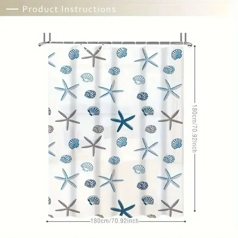 1pc with Pattern Shower Curtain PEVA Waterproof Shower Curtain Bathroom Partition Curtain Bathroom Decoration Accessories