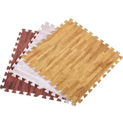 30cm Wood Grain Foam Mat Interlocking Exercise Play Mat EVA Protective Printed Floor Tiles for Kids Room Parlor Bedroom Home