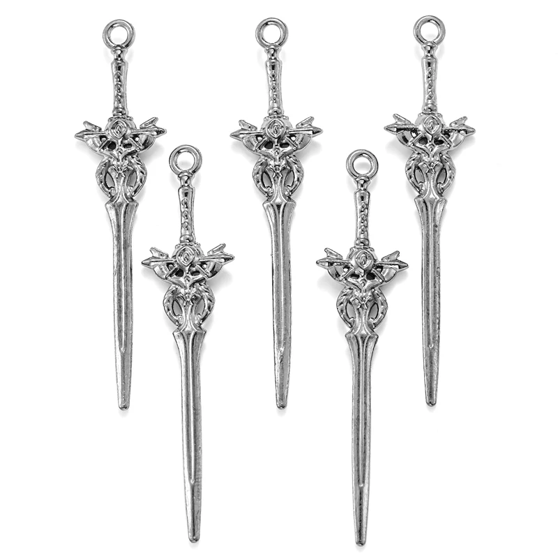 10PCS 5 colors Mixed Alloy Charms Knight Sword Knife Gun Weapons Pendant For DIY Handmade Jewelry Material M97