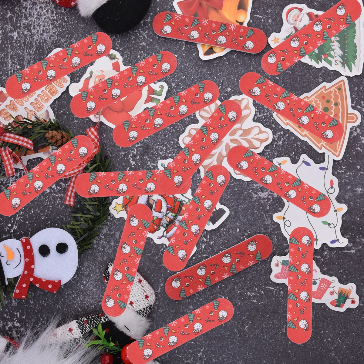 

5/10/20/50/100 упаковок, рождественские мини-пилочки для ногтей, подарки, оптовые праздничные мини-наждачные доски, двухсторонние пилочки для ногтей для рождественской вечеринки