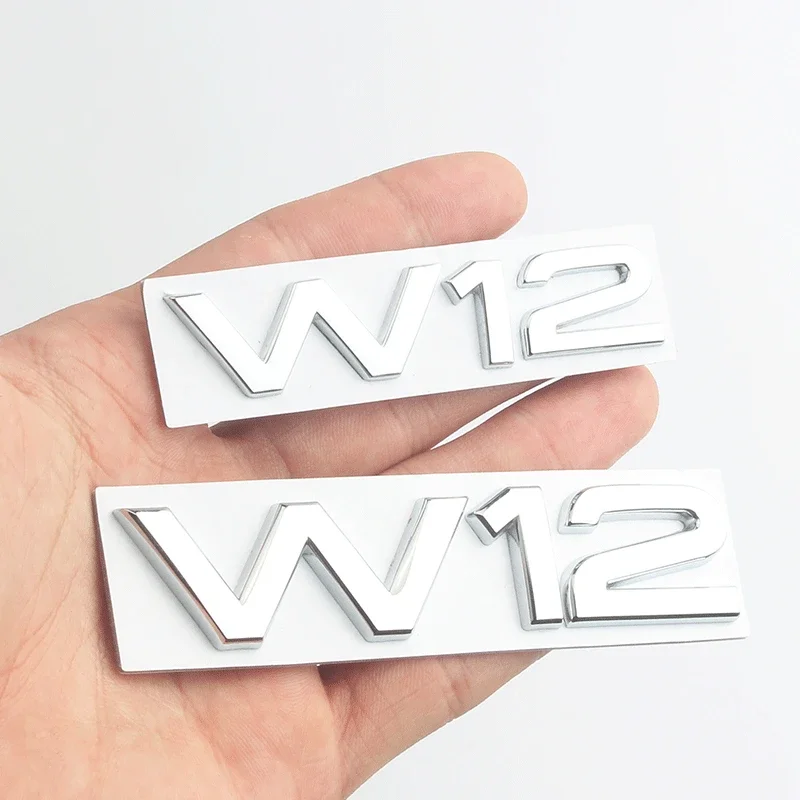 

3D Metal Chrome Black W12 Logo Letters Decal Car Fender Trunk Badge For Audi A8 D3 S8 A8L Q7 W12 Emblem Sticker Accessories
