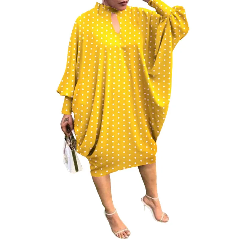 Autumn Winter African Dresses for Women African Long Sleeve O-neck Polyester Plus Size Knee-length Dress Dashiki African Clothes