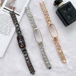 Metal Chain Wristband For Xiaomi Mi Band 8 7 Stainless Steels Strap For Mi Band 6 5 Bracelet Zinic Alloy Correa For Xiaomi 4 3