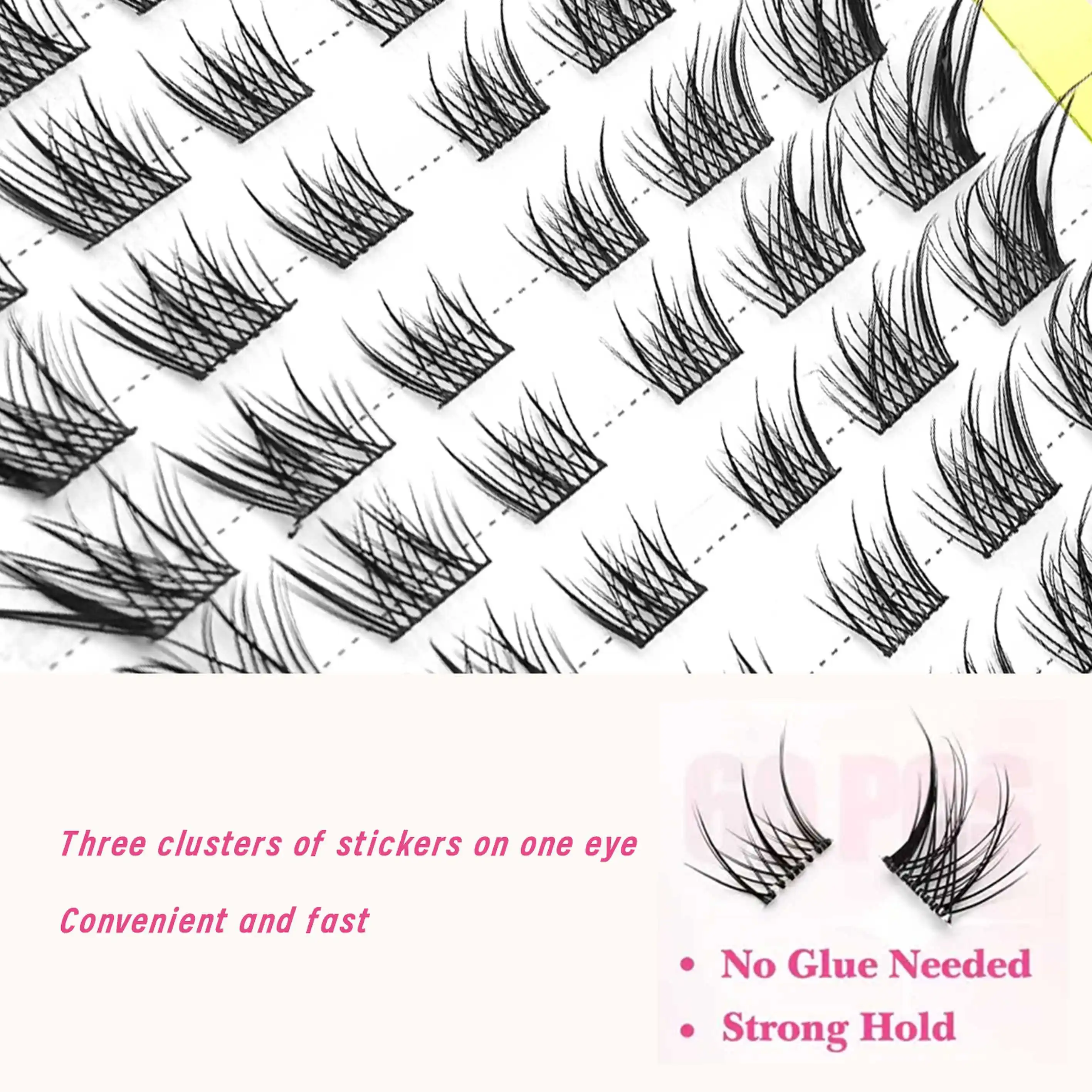 Foxy cílios 60/100 cluster inclinado voando kit de extensão de cílios postiços falso olho cauda alongamento beleza maquiagem acessório