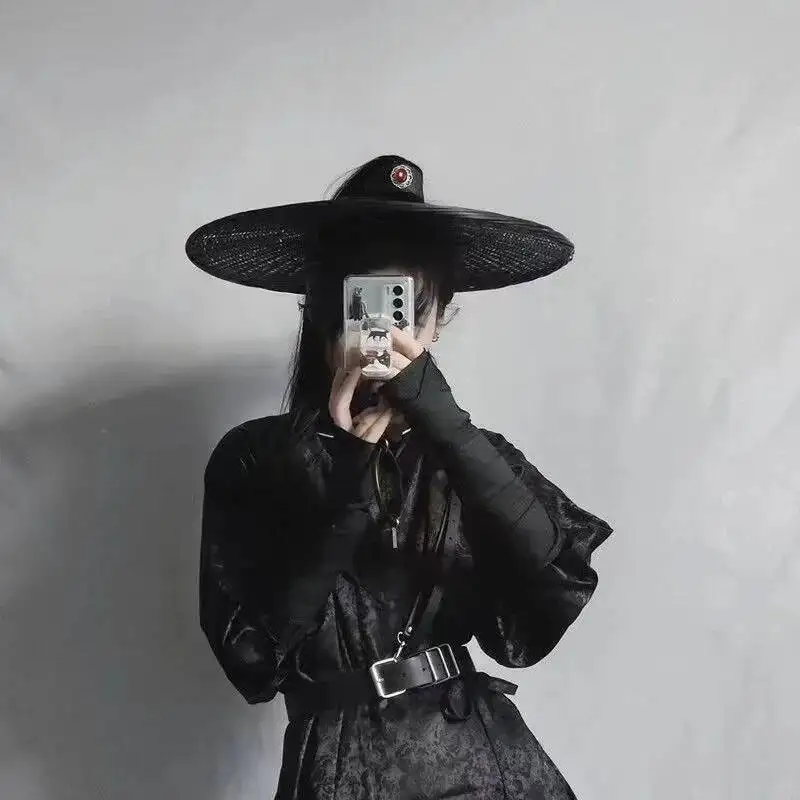 

Black Men Women Hanfu Dress Traditional Tang Dynsaty Round Collar Robe Vintage Ancient Swordsman Cosplay Costume Boys Girls Suit