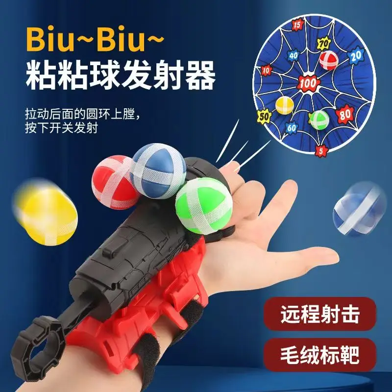 Disney Action Figure Anime Cartoon Polso Spiderman Lanciatore con pistole a sfera appiccicose Bersaglio per freccette Giocattolo Forniture per feste per bambini