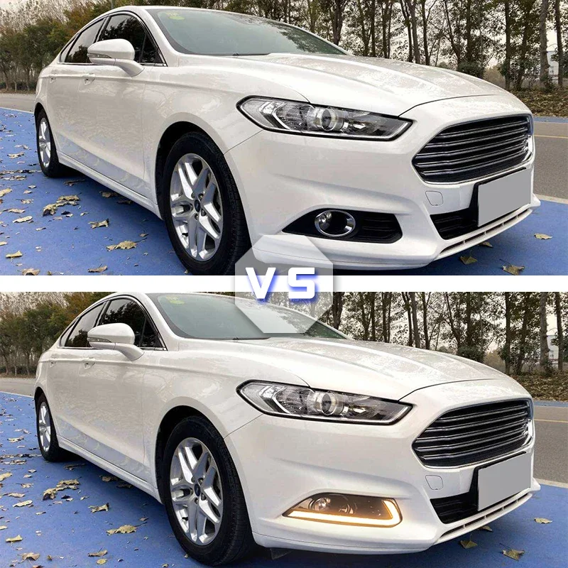 2PCS Car DRL 12V LED Daytime Running Light With Turn Yellow Signal Relay For Ford Mondeo Fusion 2013 2014 2015 2016