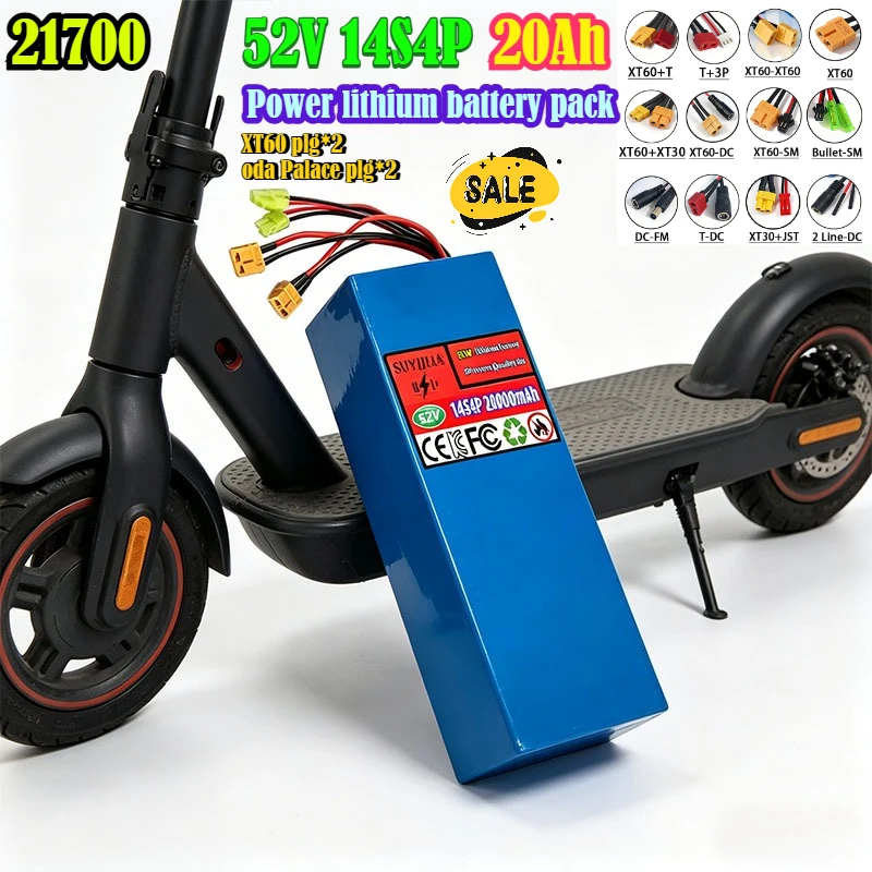 

Литий-ионный аккумуляторный блок 14S4P 52В 21700, 20Ач, большая емкость, быстрая зарядка с двумя портами