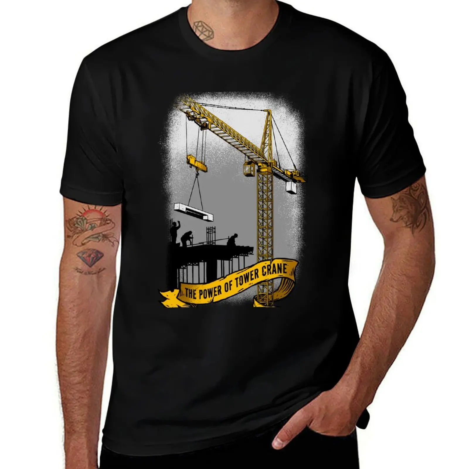 The Power Of Tower Crane T-Shirt Breathable Basic Cotton T-Shirt