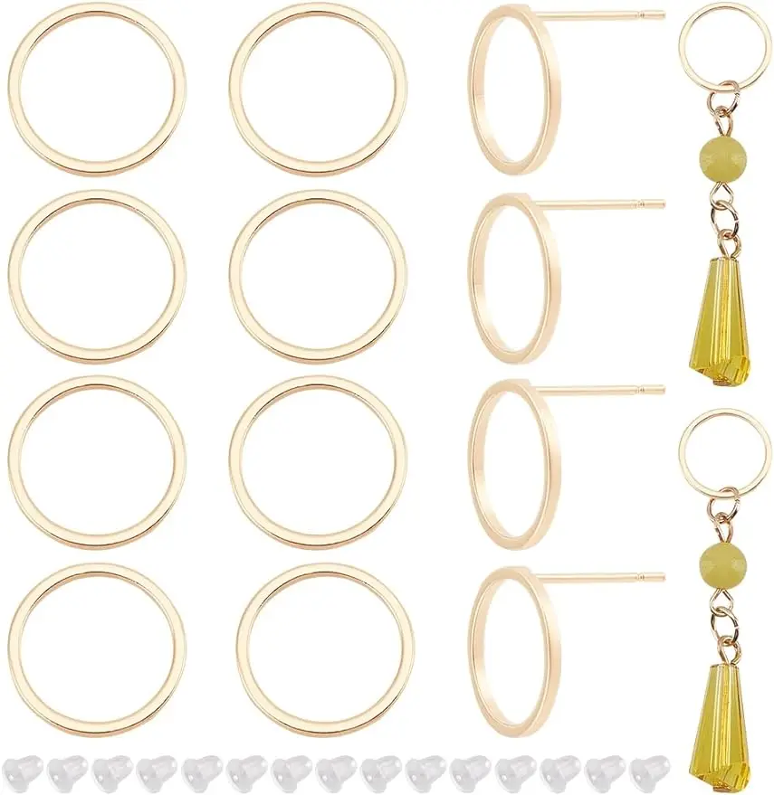 

20PCS 18K Real Gold Plated Simple Circle Earring Studs Minimalist Geometry Earring Posts for Mother's Day Anniversaries Gifts