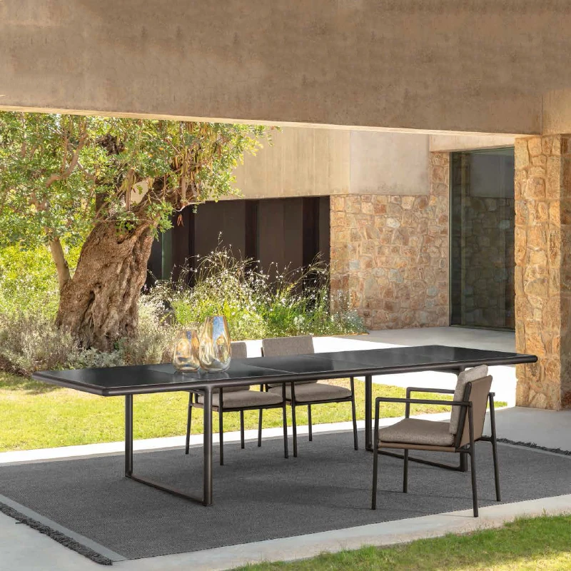 

Luxury Metal Legs Dining Table Chairs Garden Sets Outdoor Furniture Patio 6 Seats Dining Table
