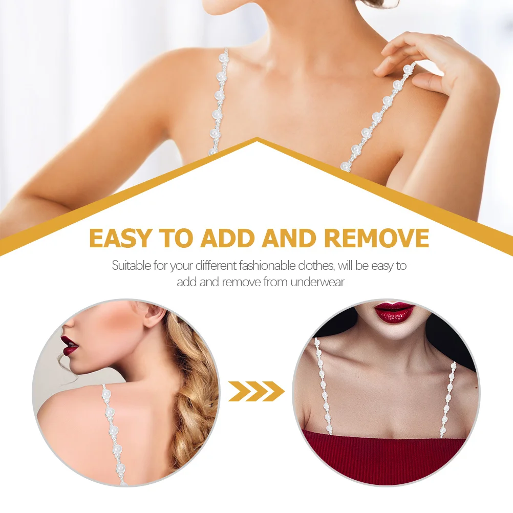 

1Pair Women's Pearl Bra Straps Adjustable Rose Shoulder Strap Replacement Non-Slip Alloy Bra Accessories Summer Underwear Strap